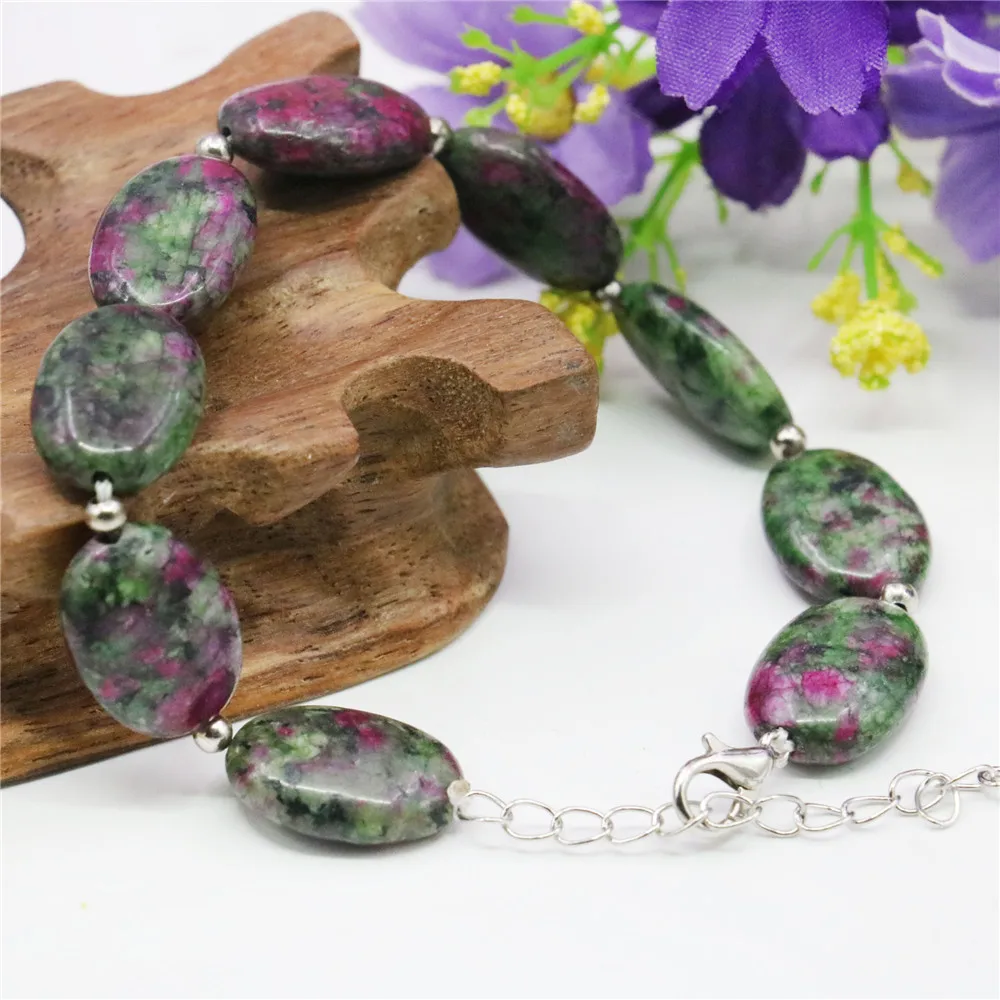 

13X18mm Oval Epidote Bracelet Natural Stone Accessories Jewelry Making Design Alloy Septal Beads Hand Made DIY Women Girls Gifts