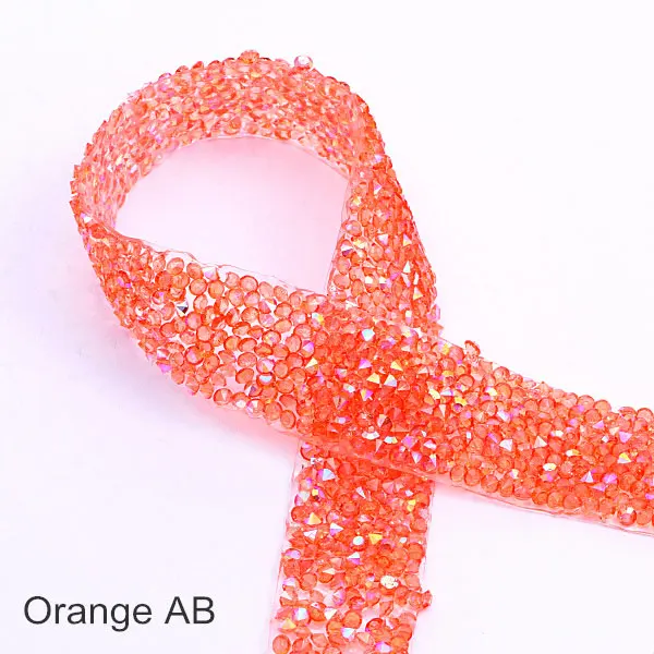 Orange AB 1 ярд/лот ширина 3 см много цветов стразы окантовка серебряные стразы окантовка пояса стразы Обрезка DIY B3681 - Цвет: Orange AB