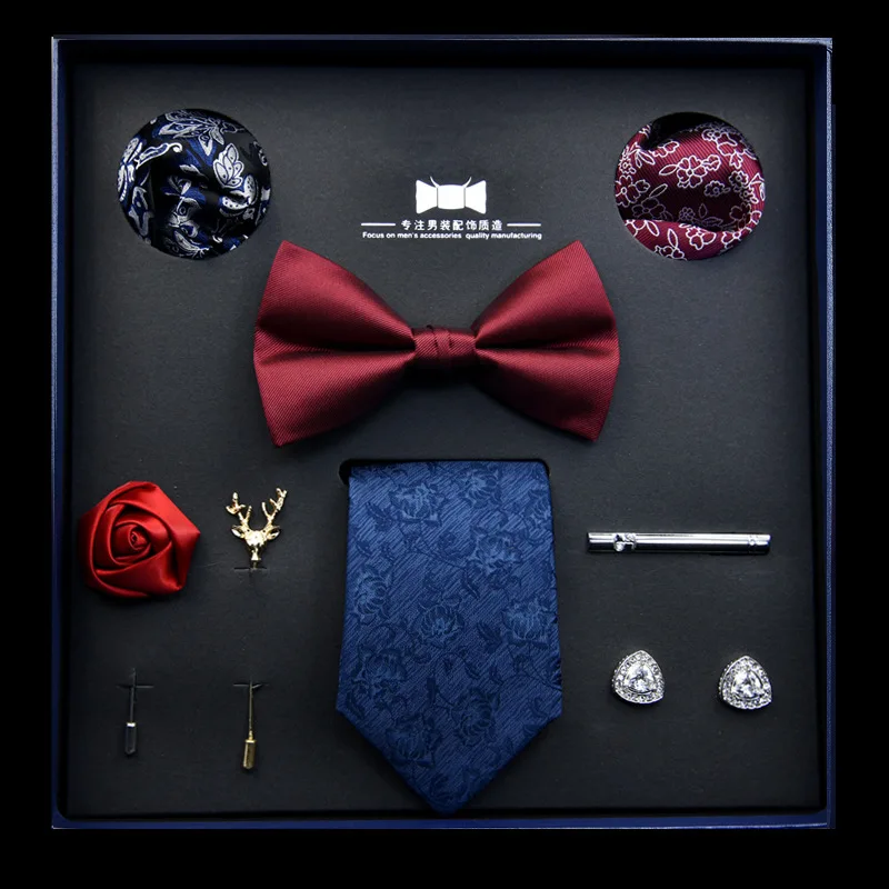 Мужской галстук и шарф, набор из 8 предметов в подарочной коробке, Высококачественная серия из полиэстера и клетчатой ткани со склада, подар... от AliExpress RU&CIS NEW