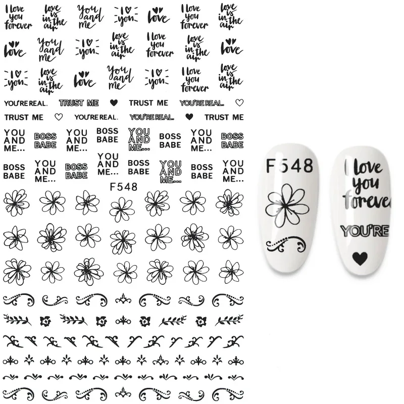 

1PC 3D Nail Sticker English Letter Designs Nail Art Decorations Stickers for Nails
