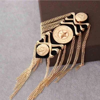 one piece breastpin tassels shoulder board mark knot epaulet metal badges applique patches for clothing az 2601