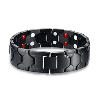 jhsl high quality black men 316l stainless steel healthy magnetic stone bracelets bangles
