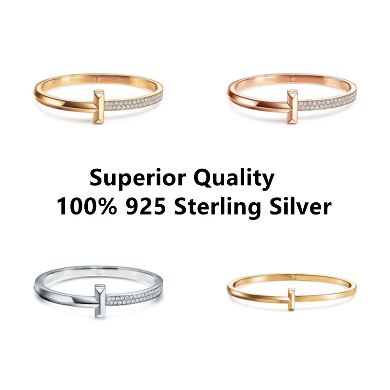

TF 925 Sterling Silver terndy couple cuff bracelet and bracelet simple smooth women's bracelet Jewelry size TF couple Bracelet