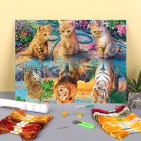 animal cat diy 11ct cross stitch embroidery kits craft needlework set cotton thread printed canvas new design for living room