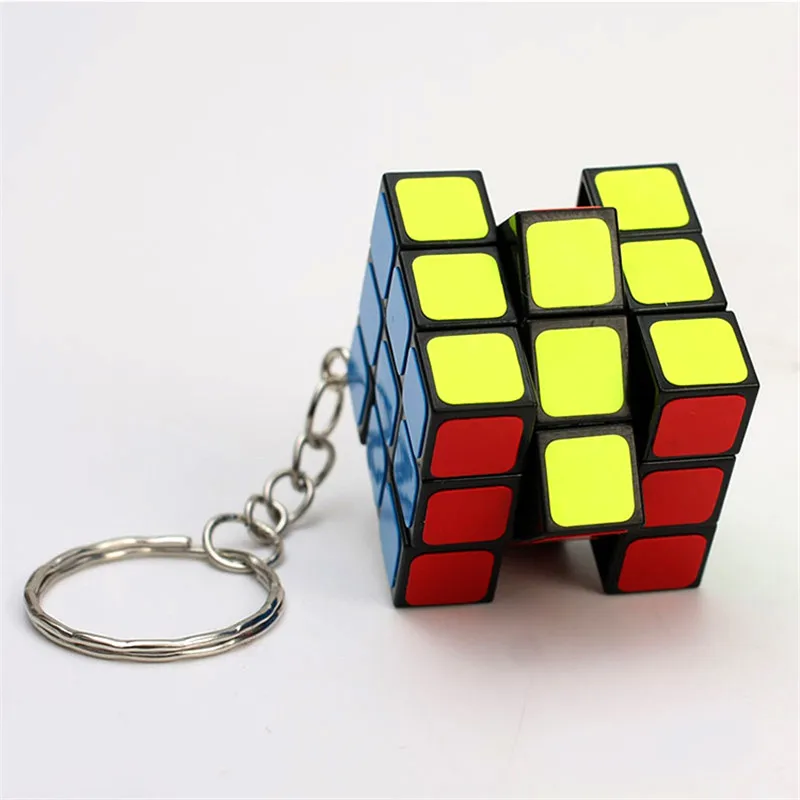 3 см Пластик ABS Мини 3x3x3 волшебный куб наклейки пазлы брелок мешок из полиуретана с