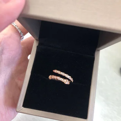 

Snake Bone Ring Women's European And American Snake Inlaid With Diamond Open Ring Cold Wind Personality With The Same Paragraph