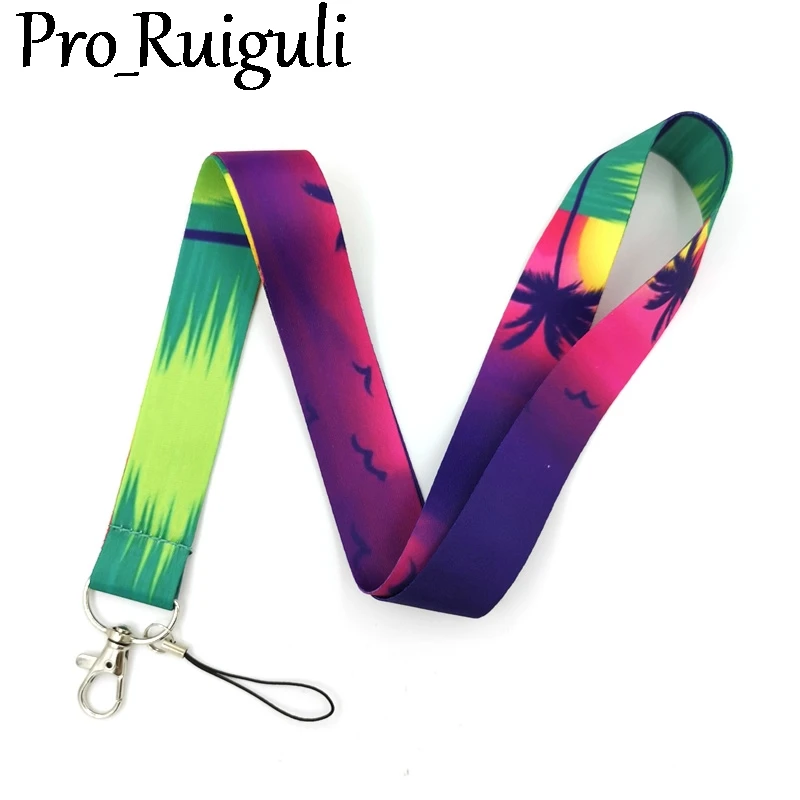 Закат кокосовой пальмой шейный ремешок Ремешки удостоверение личности