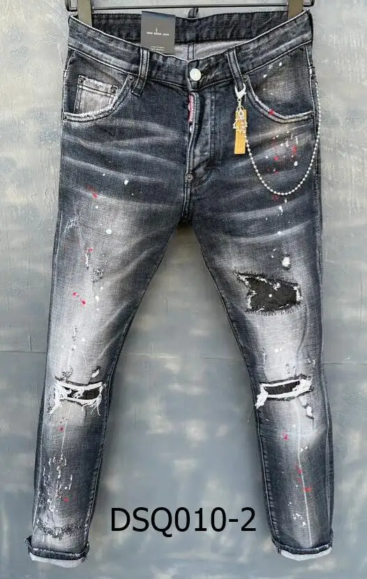 

Black Retro Zipper Genuion DSQUARED2,,Italian Brand ,Women/Men ripped Jogger,Jogging Jeans,DSQ2 Jeans