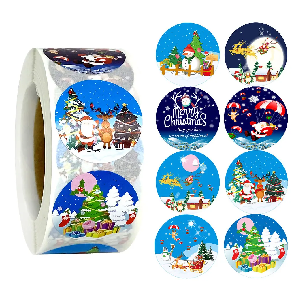 

500pcs Gift Sealing Stickers Christmas Stickers Christmas Candy Bag Sealing Sticker Christmas Gifts Box Labels DIY Decorations