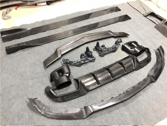 Карбоновый Finber передний задний бампер диффузор для губ с выхлопными наконечниками боковая юбка спойлер для Benz W212 E260 E300 E400 E63 AMG