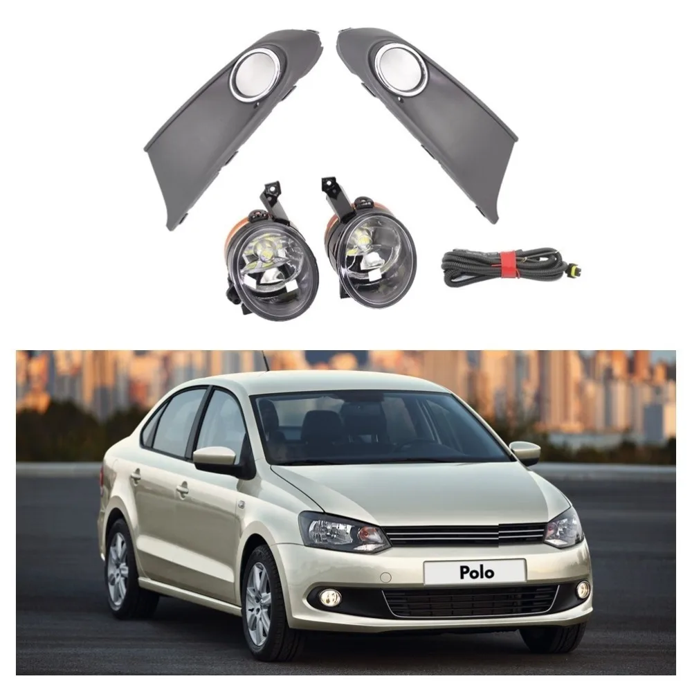 Светодиодный светильник для VW Polo Vento седан 2011 2012 2013 светодиодный туман светильник светодиодный светильник тумана+ решетка крышка+ жгута проводов