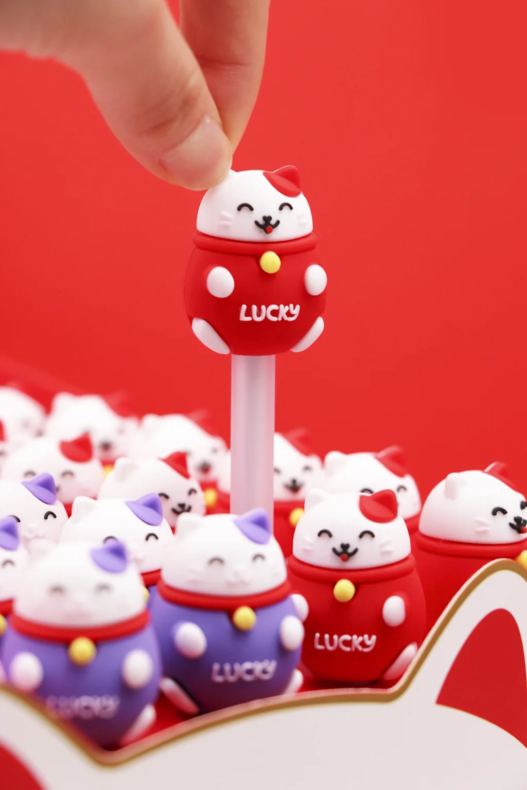 48pcs Lucky Cat Gel Pen, Cute Cartoon Maneki Neko Plastick Black 0.5mm Pens Kawaii School Supplies Wholesale