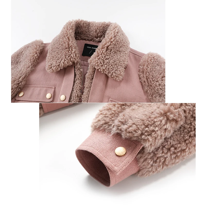 

FTLZZ New Women Winter Faux Fur Turndown Collar Thick Warm Overcoat Faux Lamb Wool Jacket Polar Fleece Cotton Coat