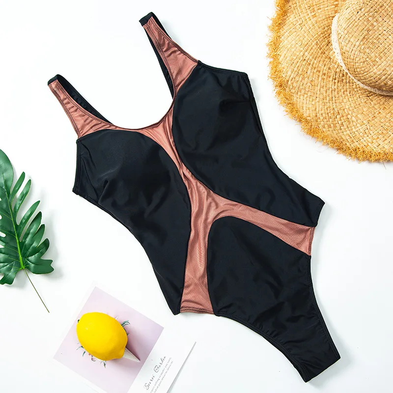 Слитный женский купальник из кусков с глубоким вырезом монокини бикини