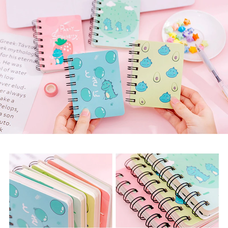 A7 мультфильм портативный мини катушки Блокнот Твердая Обложка милый динозавр