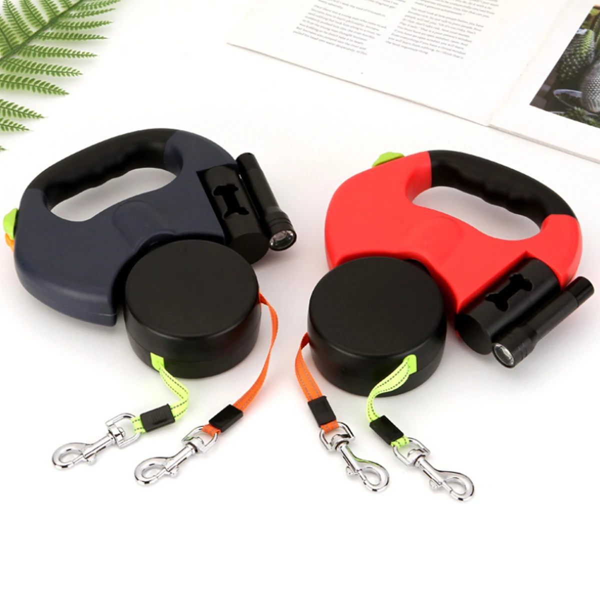 Поводок-рулетка светоотражающий 3 м для маленьких/средних/крупных собак весом до