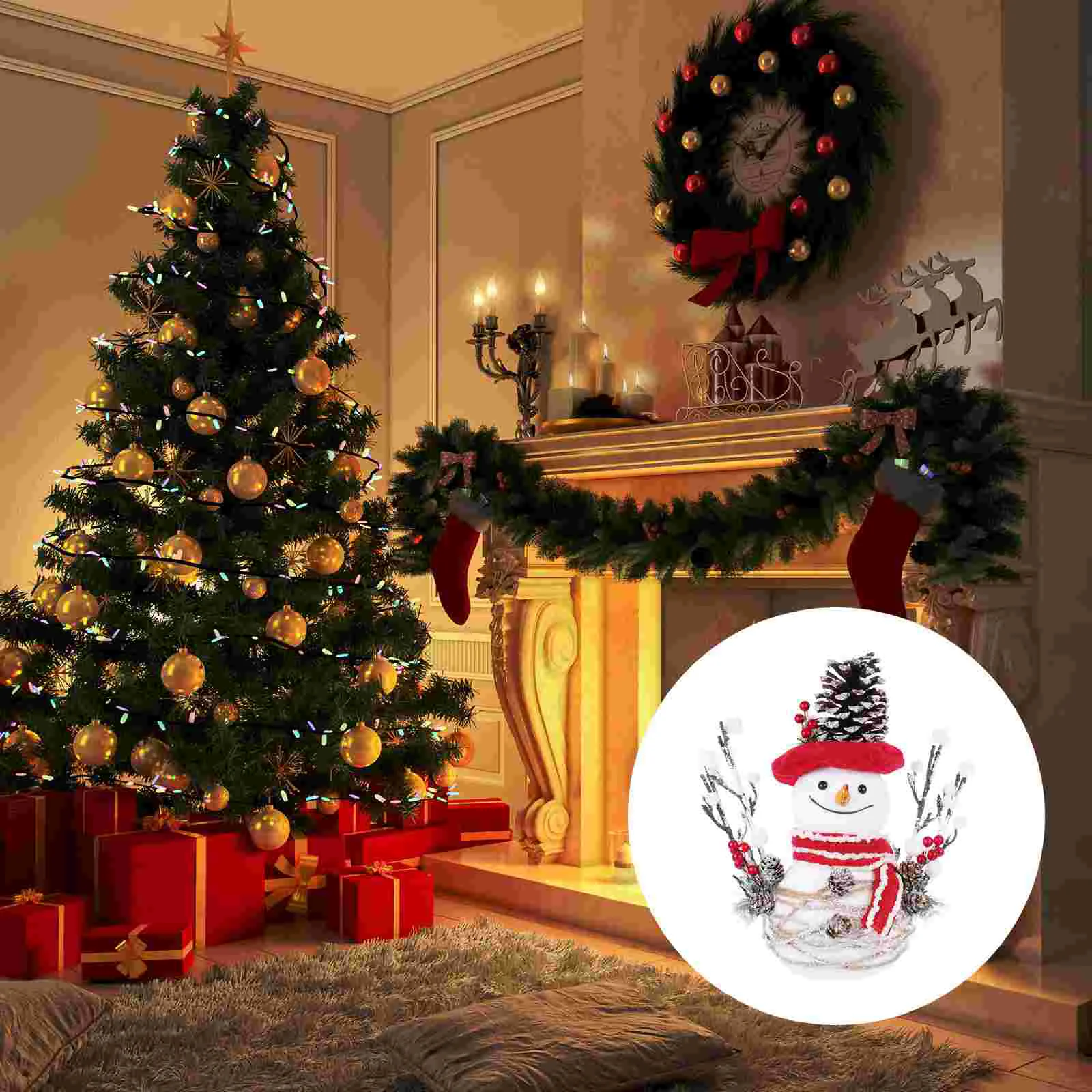 

1pc Xmas Snowman Doll Ornament Desktop Xmas Doll Decor Lovely Doll Adornment