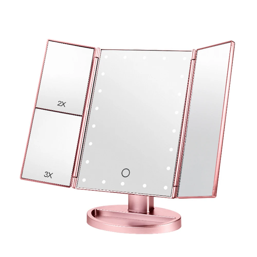 

22LED Vanity Makeup Mirror Light Touching Control Mirror with 2X/3X/10X Magnification 180 Degree Rotation Dimmable Mirror Light
