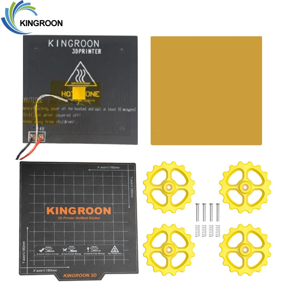 KINGROON KP3S Heated Bed Kit With Magnetic Sheet + Leveling Module 1set 24V 160-180W 3D Printer Heatbed For KP3S Build Plate