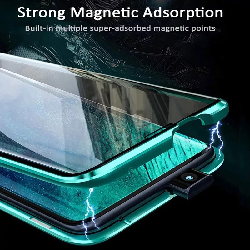 double side 360 degree magnetic adsorption metal glass case for oneplus 8 8 pro 7 7t pro phone cover glass case free global shipping