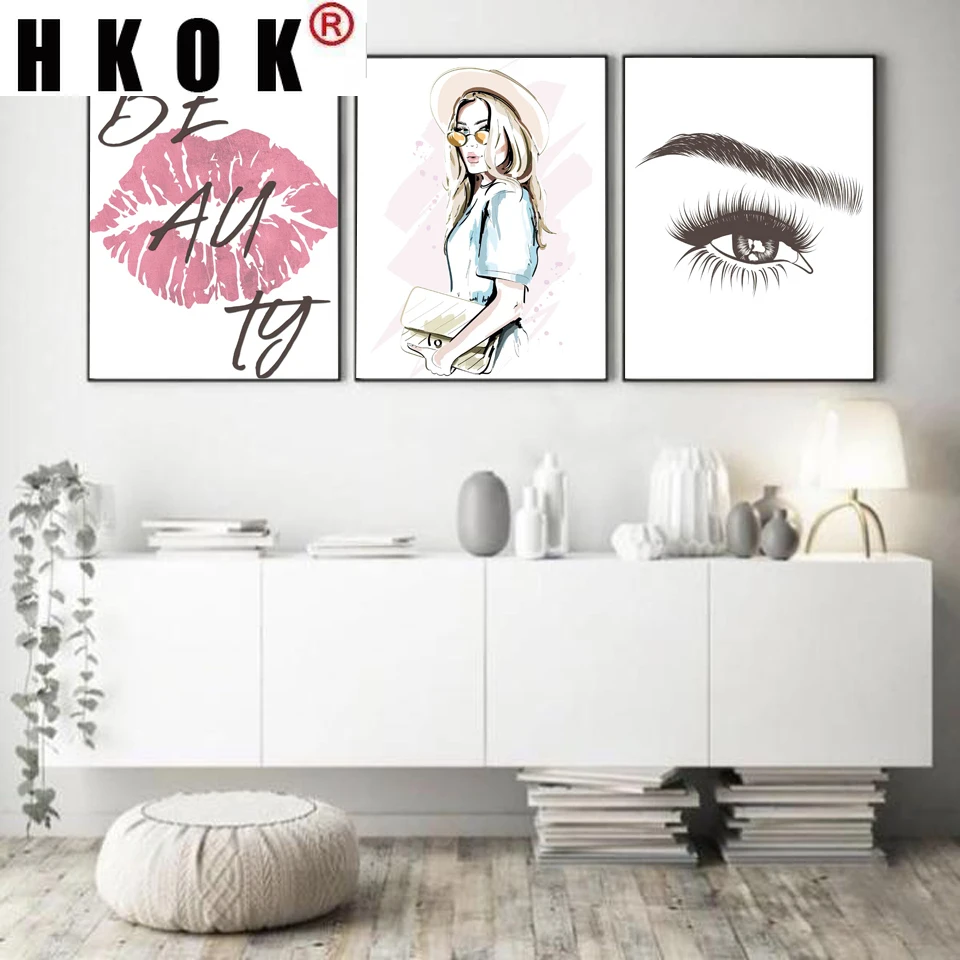 HKOK абстрактная Canva картина печатный плакат в скандинавском стиле Изящная Красная