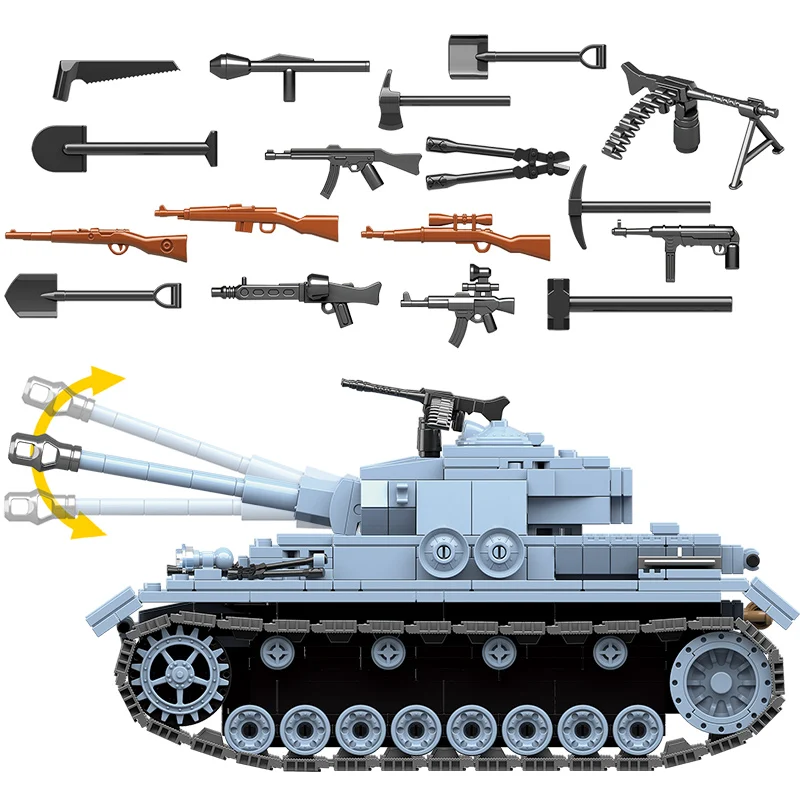 

Military German Technik Tank Building Blocks Compatible WW2 Army City Soldier Police Weapon Bricks Sets Toys Boys