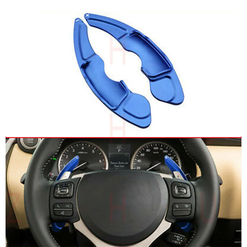 

2Pcs Aluminium Alloy Interior Decoration Car Automobile Steering Wheel Shift Paddle Shifter for Lexus NX IS RC 2014-2018 blue
