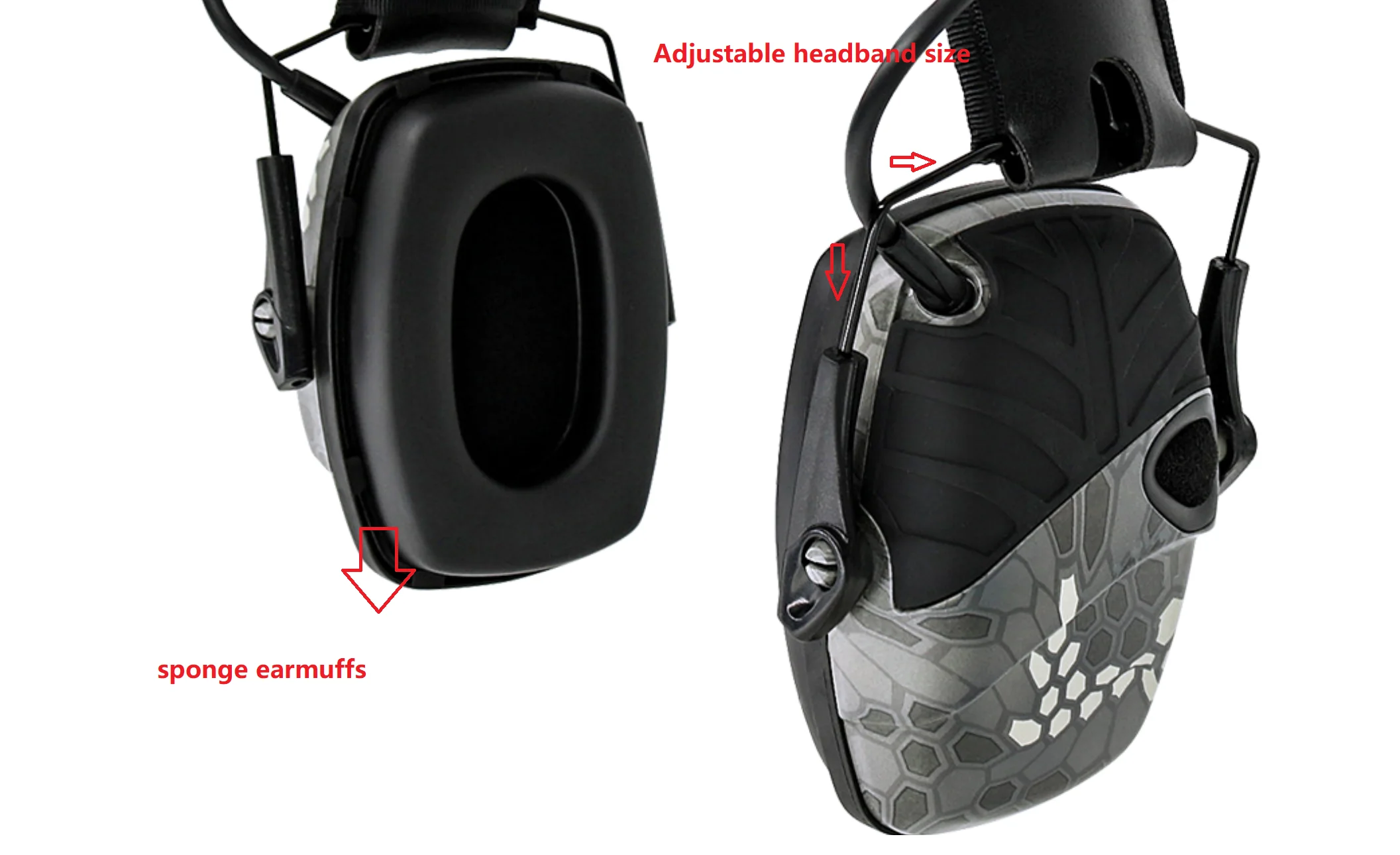 Тактические электронные защитные наушники для стрельбы уличные спортивные с