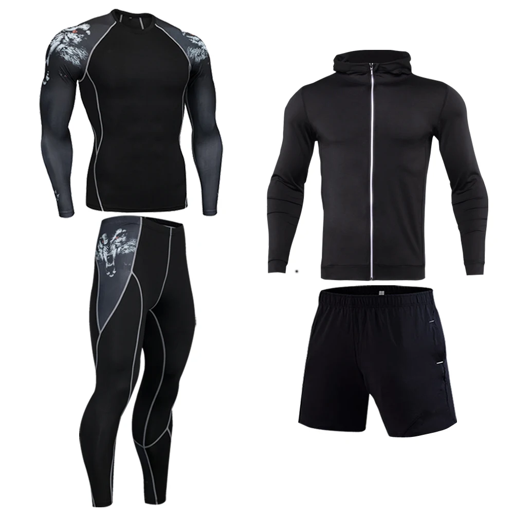 Running Men’s Thermal Underwear Underpants Set Sports Compression Suit Sportswear Men’s Fitness Slim Jogging Basic Layer Set