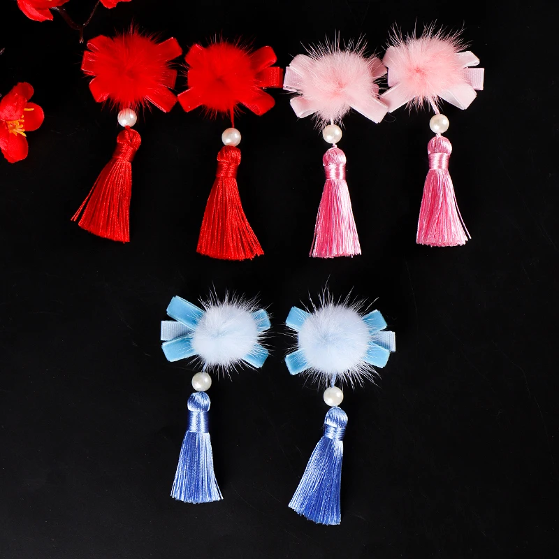 

Fashion Elegant Women Lady Hairball Headband Tassel Long Beads Dangle Hairpin Hair Clip Hair Accessories