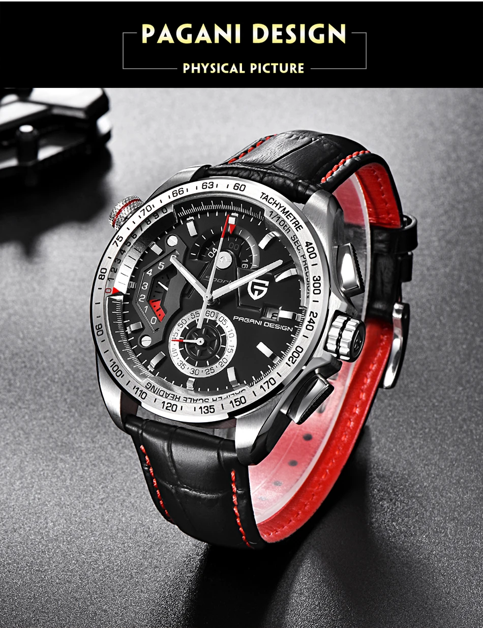 PAGANI Дизайн спортивные часы с хронографом мужские reloj hombre кварцевые наручные часы Relogio Masculino