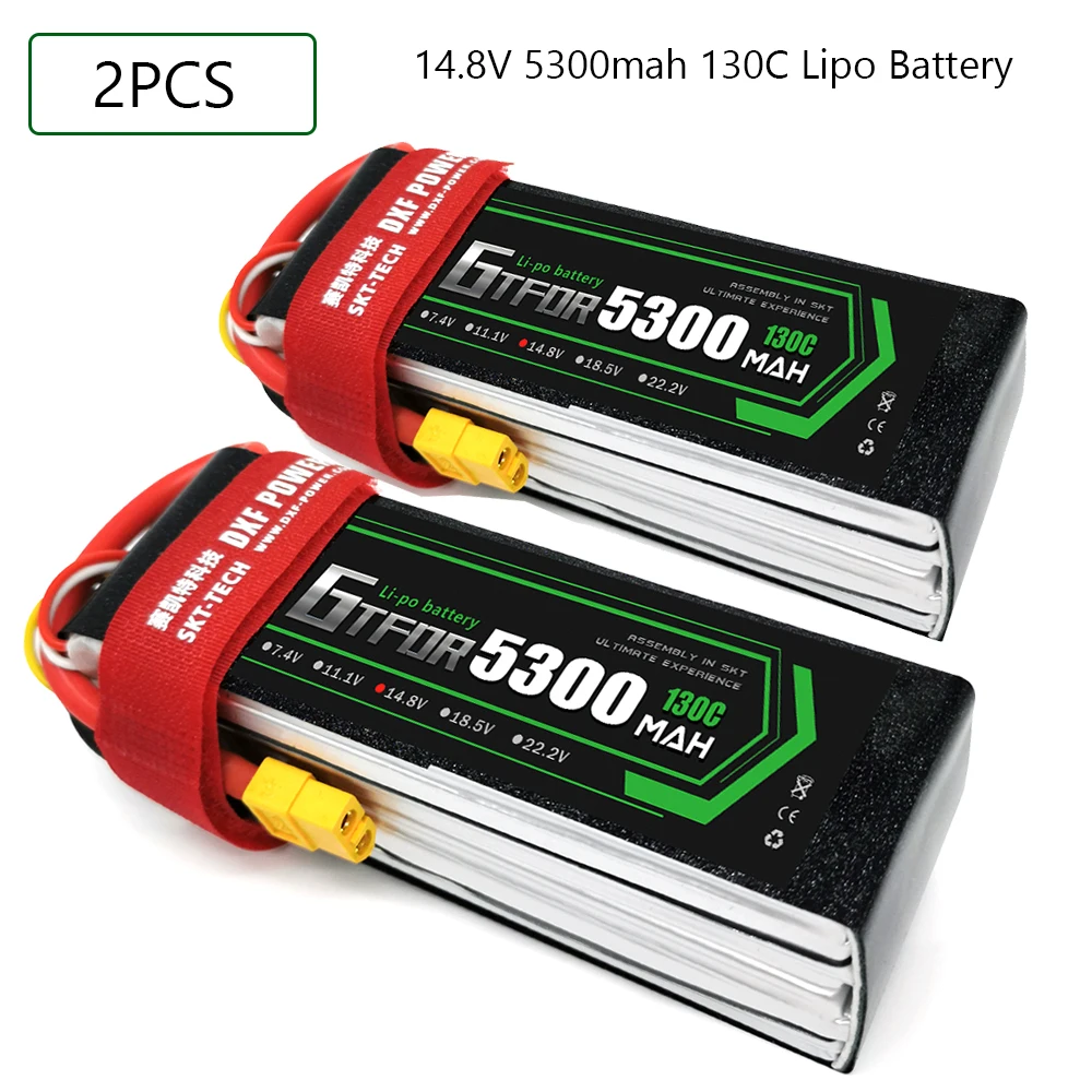 

GTFDR 4S 14.8V 5300mah 130C-260C Lipo Battery 4S XT60 T Deans XT90 EC5 50C For Racing FPV Drone Airplanes Off-Road Car Boats