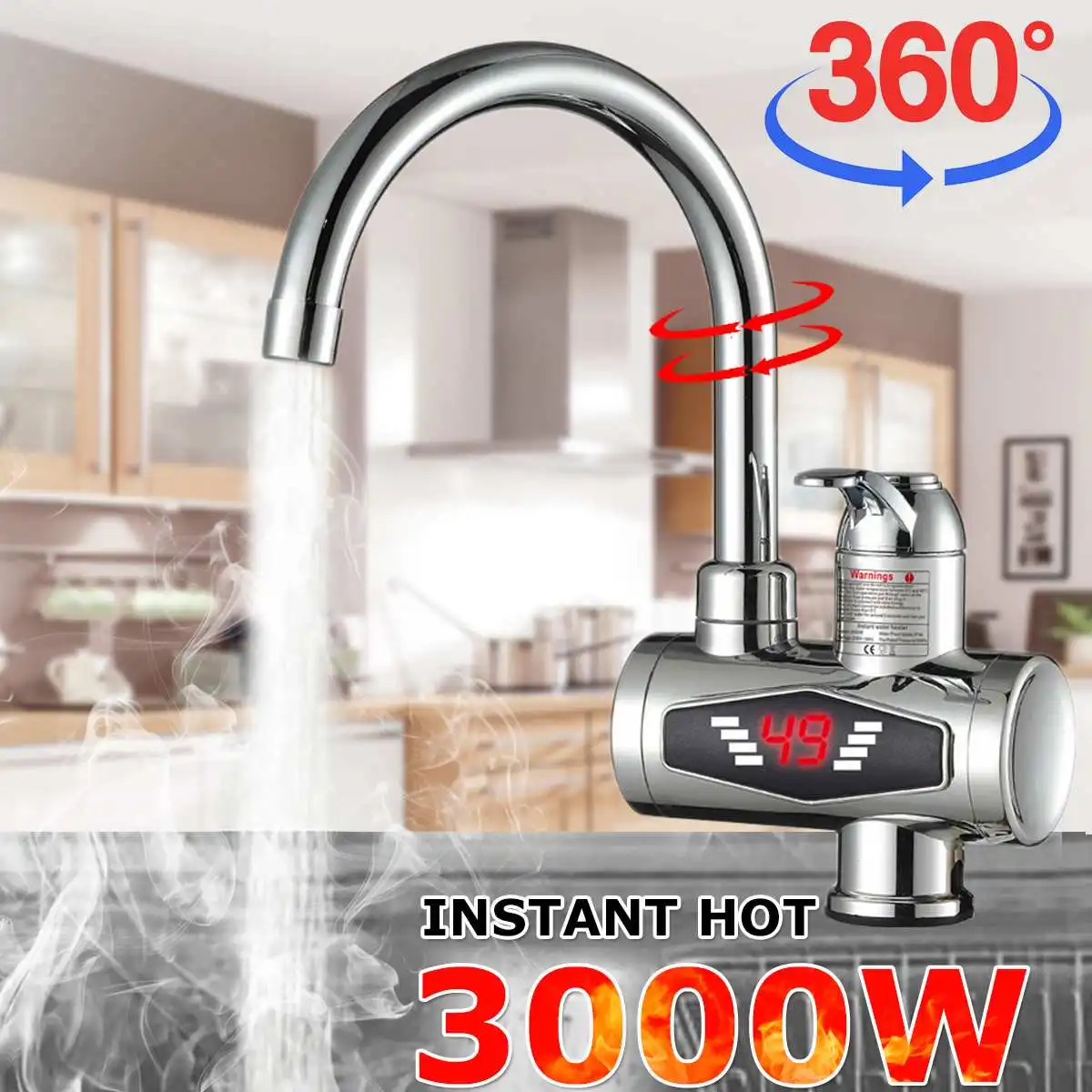 220V 3000 Вт мгновенный Электрический водонагреватель Температура Дисплей нагрева
