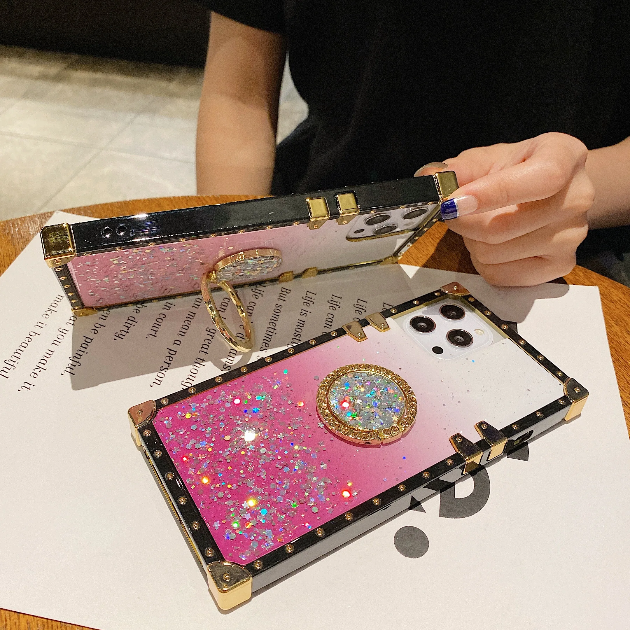 Роскошный блестящий квадратный чехол градиентного цвета для iPhone 13 12 Mini 11 Pro XS Max X XR