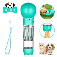 4 in 1 pet dog water bottle food feeder cup with poop shovel waste bag portable drinking water feeder dog cat food feeding bowl