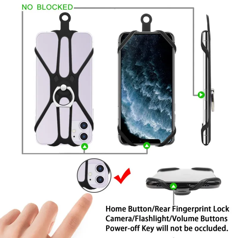 Разноцветный силиконовый ремешок для телефона с вращением на 360 градусов |