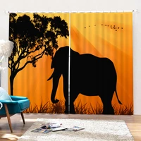 animal african elephant curtains for living room bedroom window treatment home decoration drapes kitchen curtain