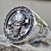 new fashion men rings punk retro avatar stainless steel ring anniversary cross classic rings jewelry accessories