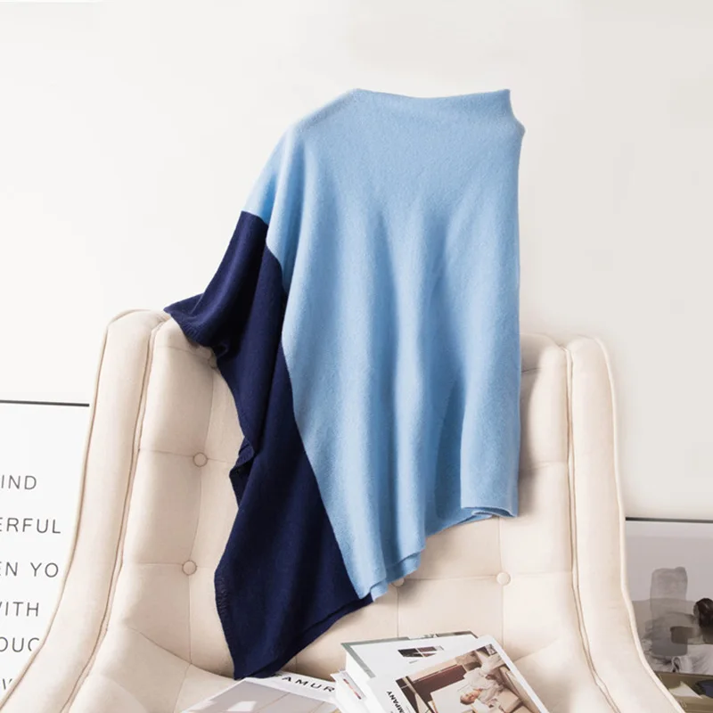 Повседневный свободный кашемировый шерстяной свитер 70*70 цветной лоскутный плащ