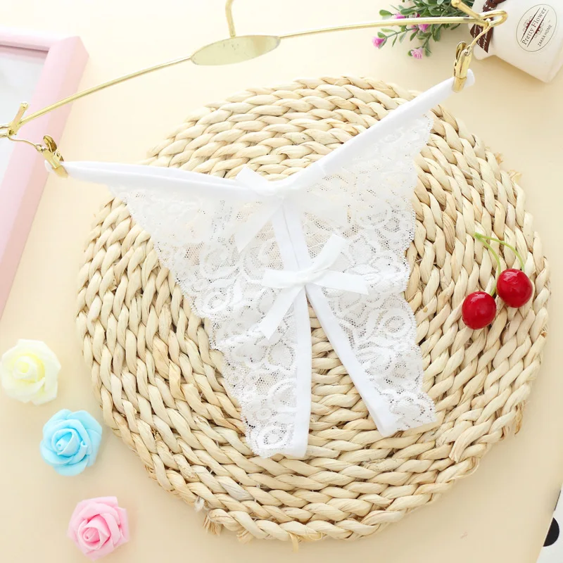

2Pcs G-string Intimates Seamless Underwear Ladies Sexy Bandage Panties Women's Fashion Bowknot Lace Crotch Thongs Briefs Shorts