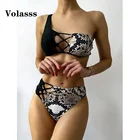 Однотонный сплошной купальник со змеиным принтом, пикантный комплект бикини на одно плечо, купальник на бретелях, женские бразильские купальные костюмы из двух предметов
