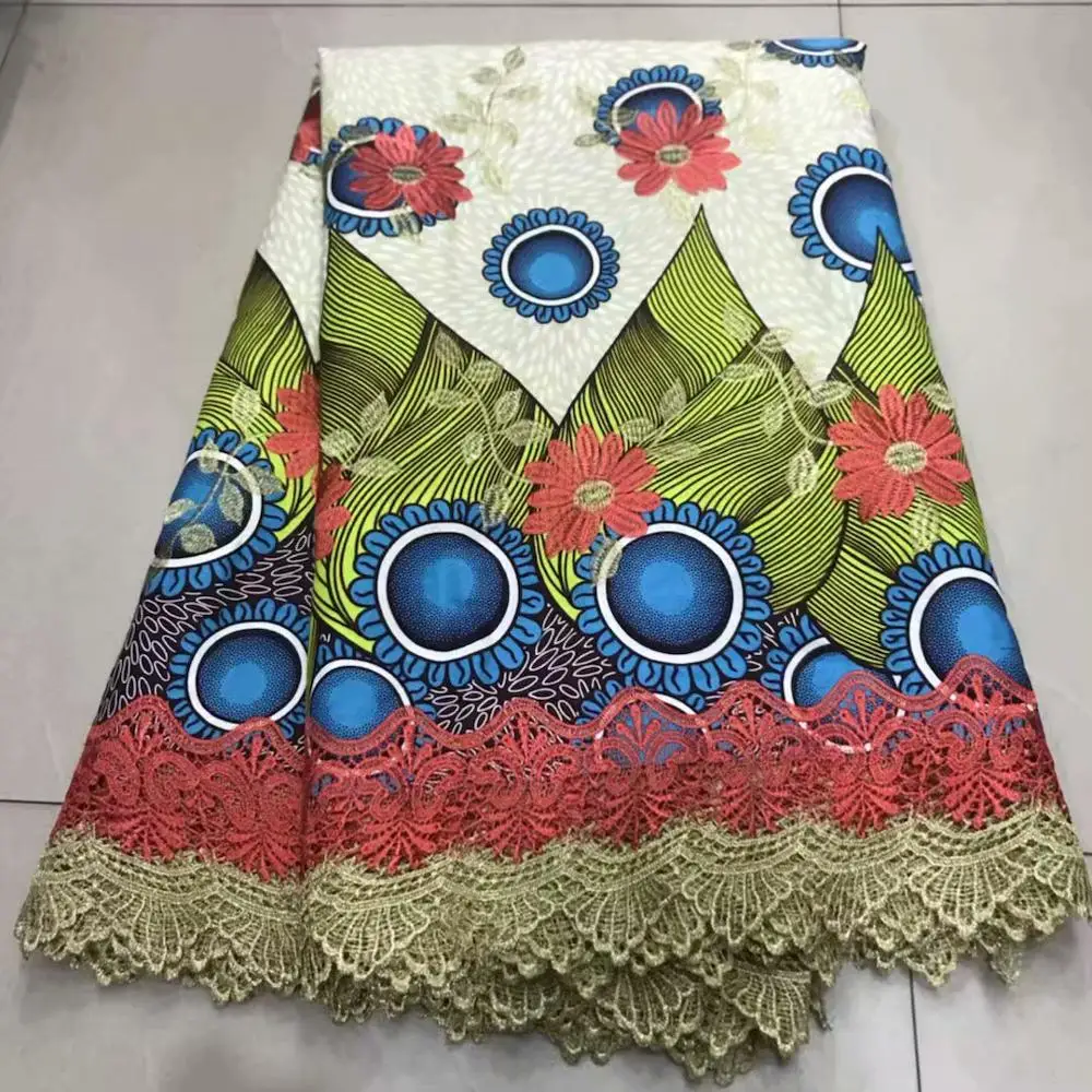 6 ярдов Новое поступление африканская вышивка воск кружевная ткань Высокое