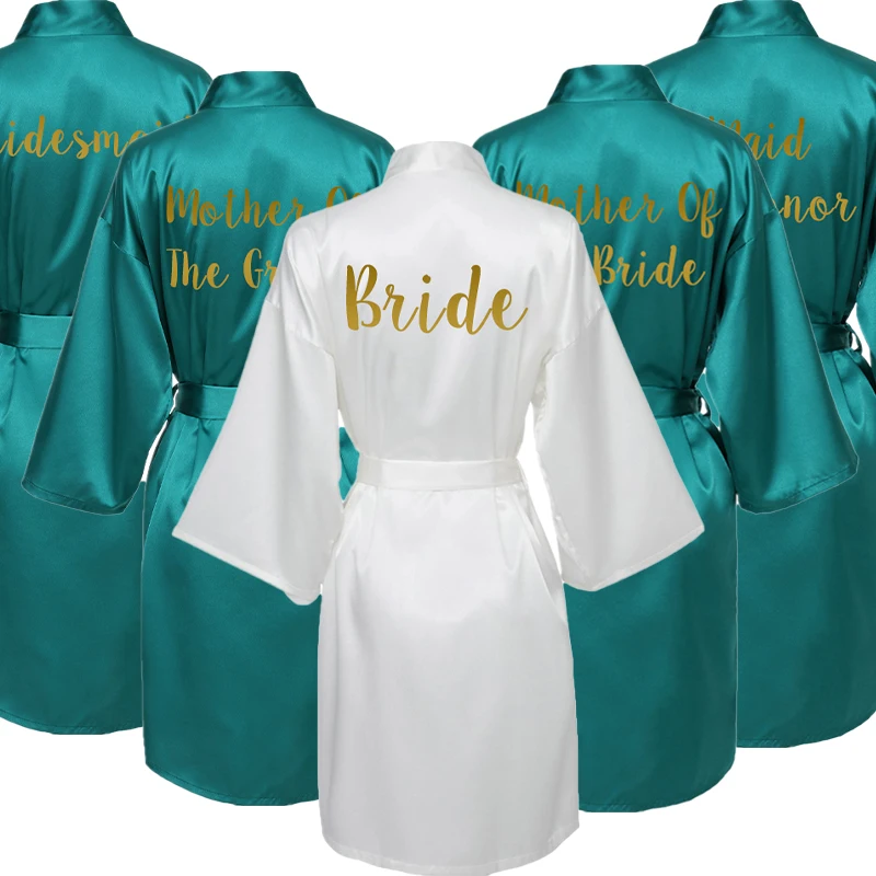 Атласные шелковые халаты для женщин, халат, Свадебный халат, халат для невесты и подружки невесты, халат для подружки невесты, зеленый халат ...