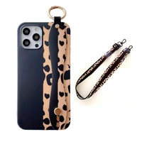 luxury leopard print wrist strap lanyard girl soft case for iphone 11 12 pro max mini 7 8 plus xr x xs se 2 phone cover fundas