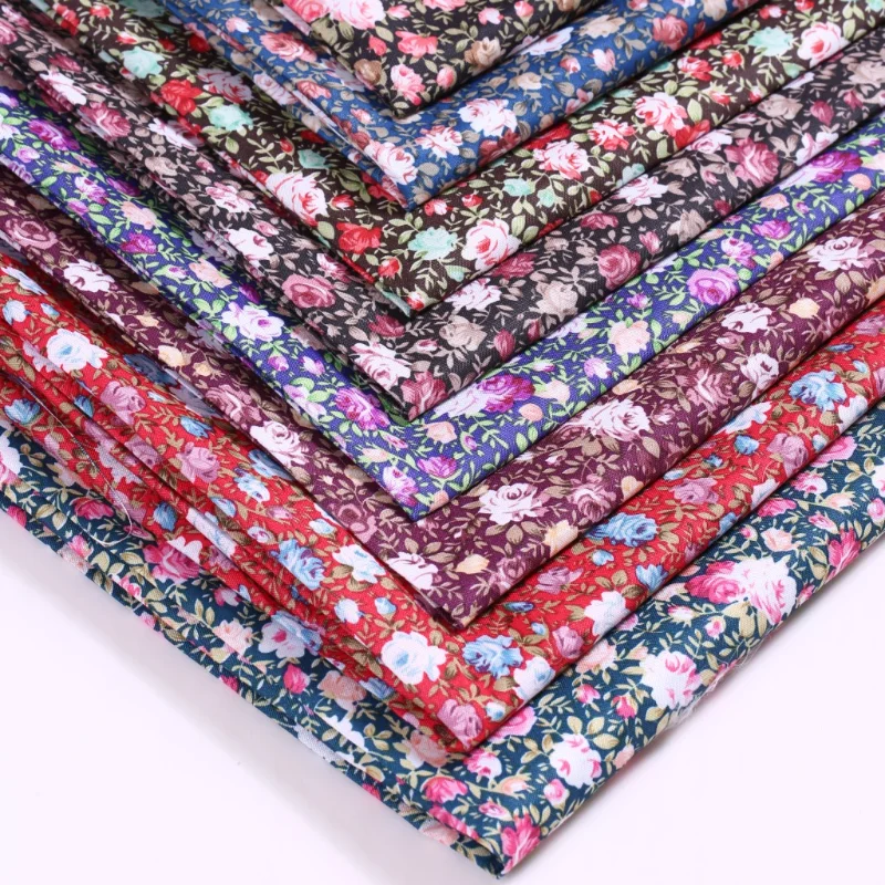 

150CMx100CM Floral Poplin Cotton Fabrics By The Meter Crafts Summer Apparel Girl Dress Patchwork Fabric for Sewing Cotton Cloth