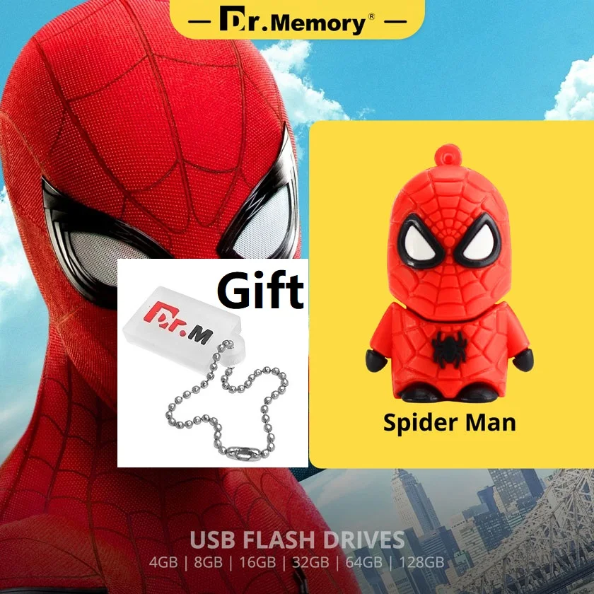 spider man Usb флеш-накопитель Бэтмен 32 Гб USB флеш-накопитель Росомаха 16 Гб Флешка 8 ГБ 4 ГБ флеш-карта usb 2,0 64 ГБ USB флешка 128 ГБ Личная авторучка - Цвет: spider man