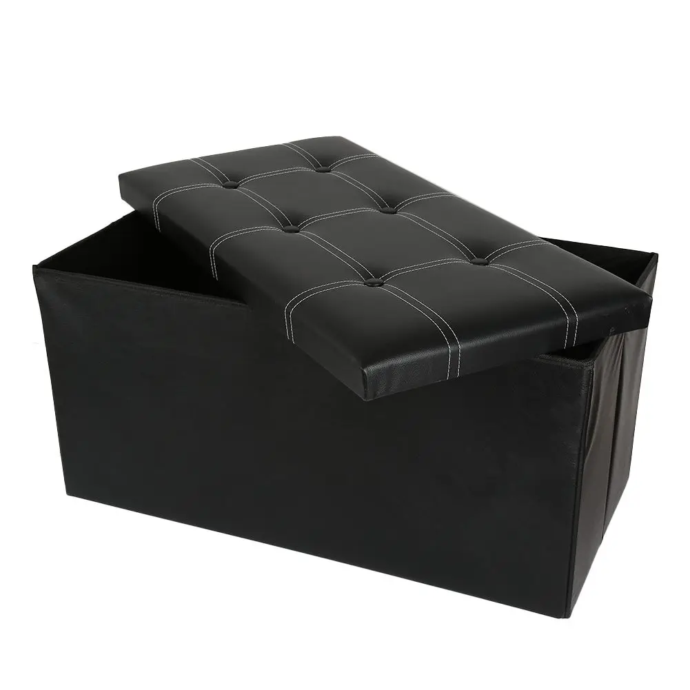 

Foldable Storage Stool Folding Ottoman Chairs Storage Box Bench Footstool Faux Leather Footstool Home Decor