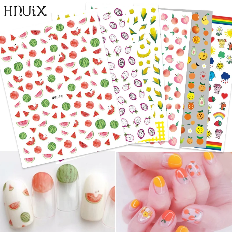 1 шт. 3D супер тонкие Арбузные наклейки для ногтей клей накладных фрукты классный