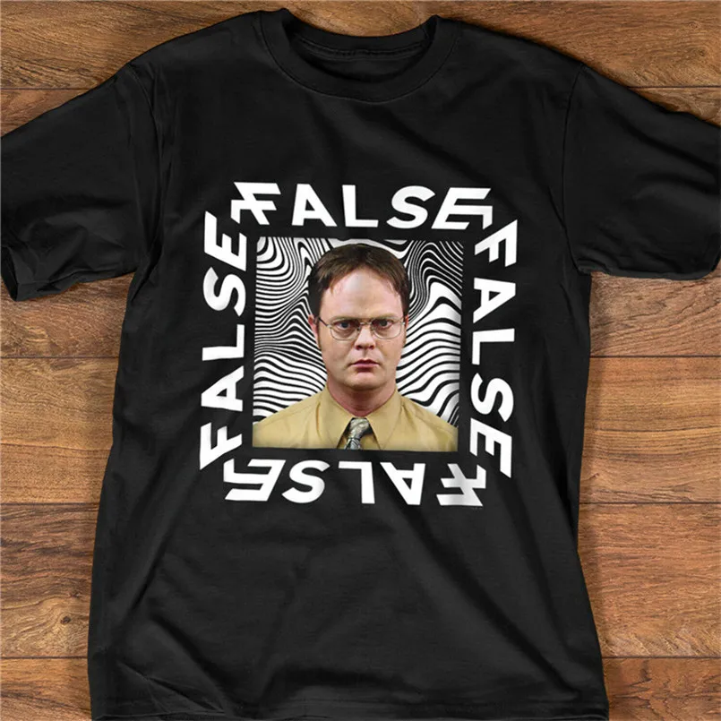 Schrute Dwight офисная футболка искусственная черная Хлопковая мужская базовая