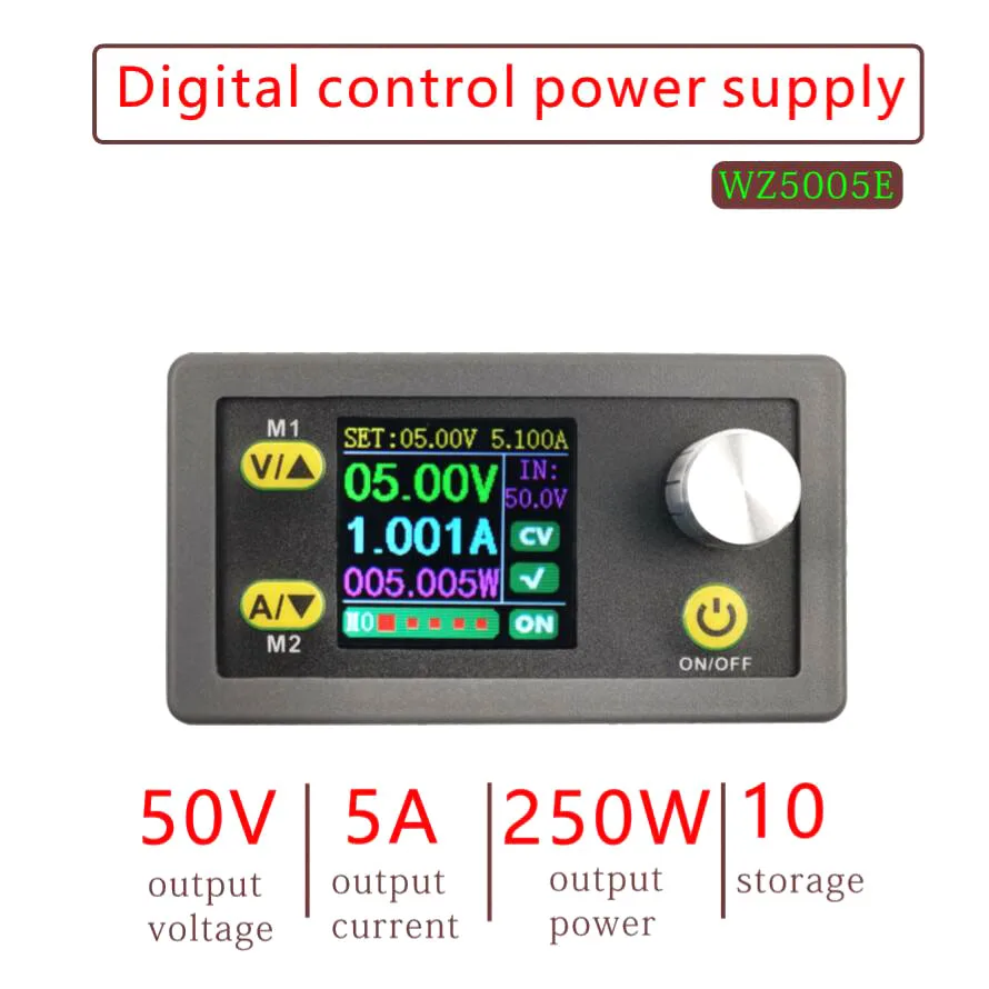 Цифровой контрольный DC понижающий преобразователь CC CV 50V 5A 5V 12V 24V Регулируемый